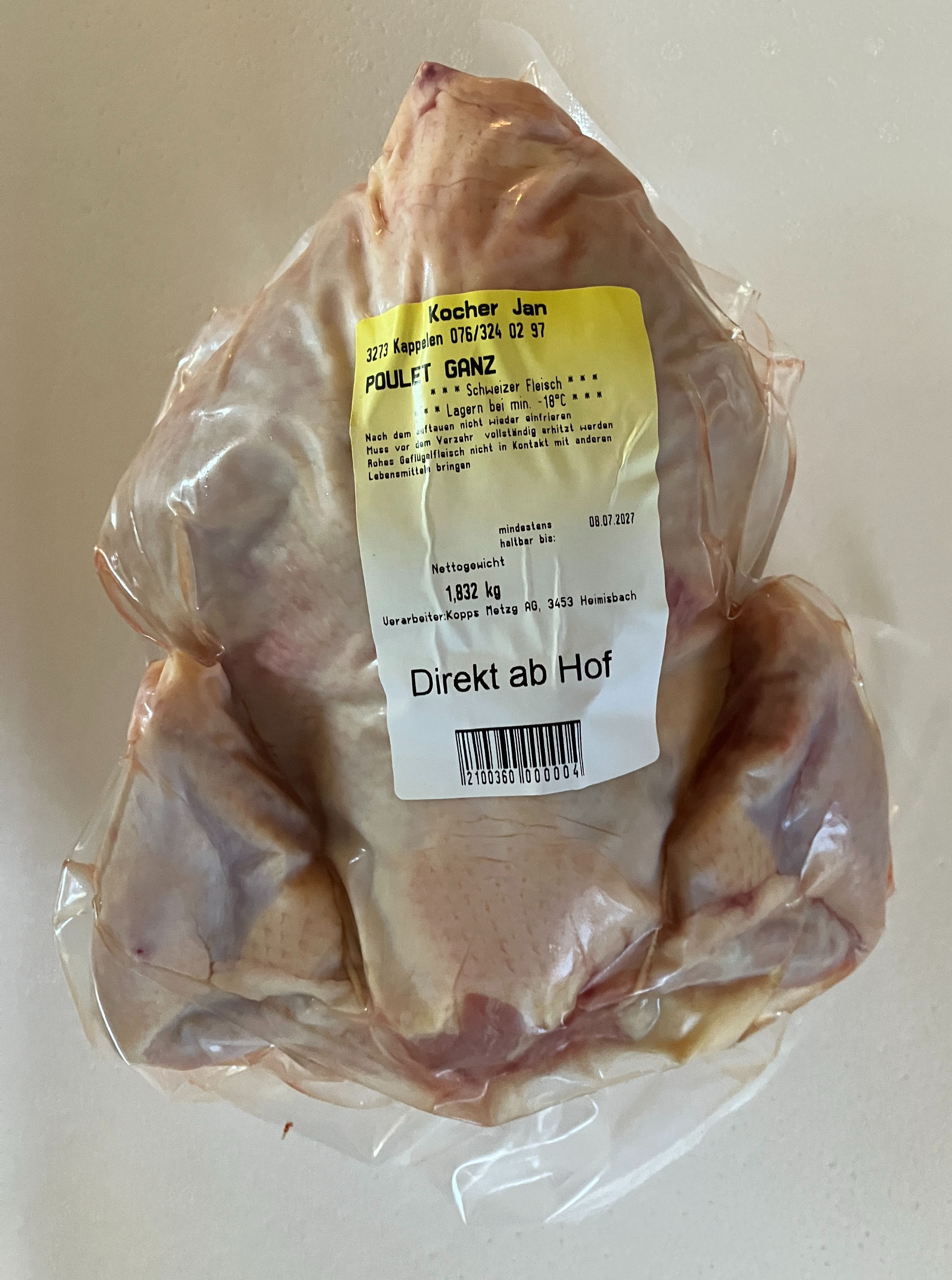 1 poulet entier (au moins 1,6 kg)