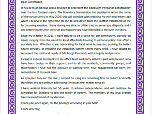 Gordon To Retire At Next Election