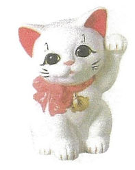 リボン猫白