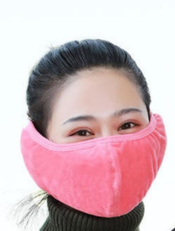Pink 2 in 1 Velvet Ear Muff Face Mask