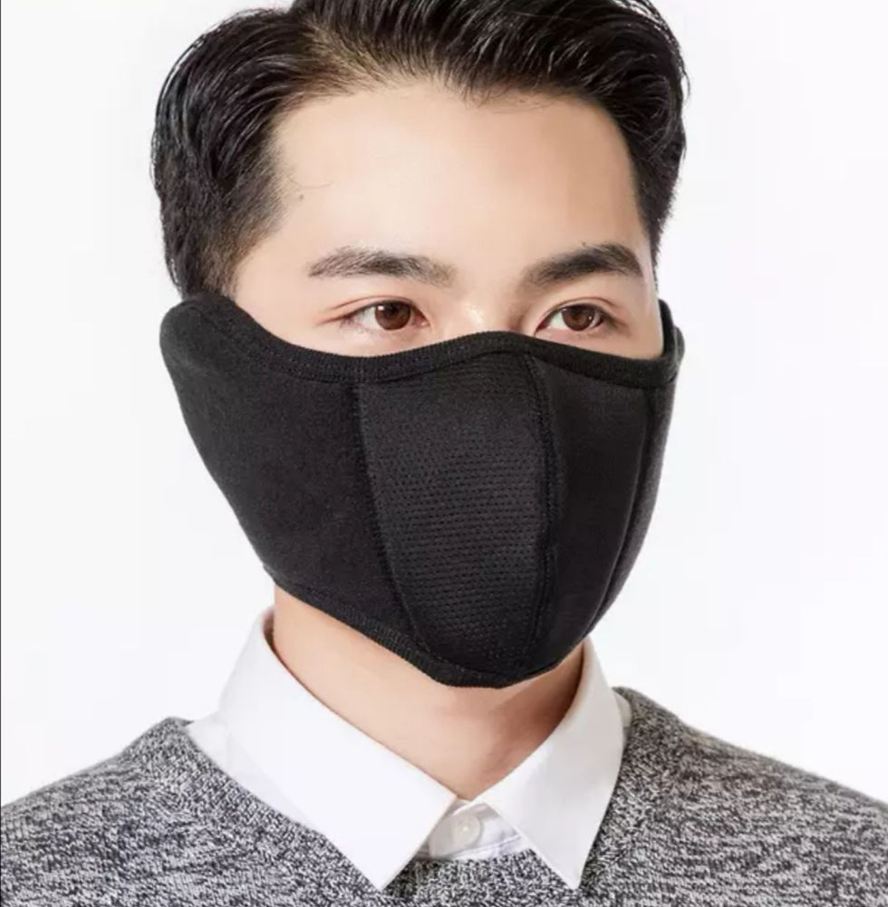Black 2 in 1 Ear Muff Face Mask