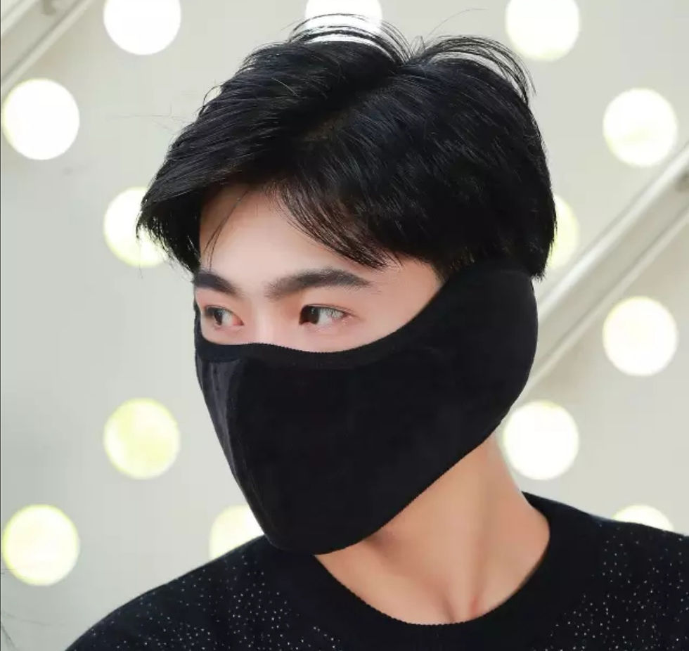 Black 2 in 1 Velvet Ear Muff Face Mask