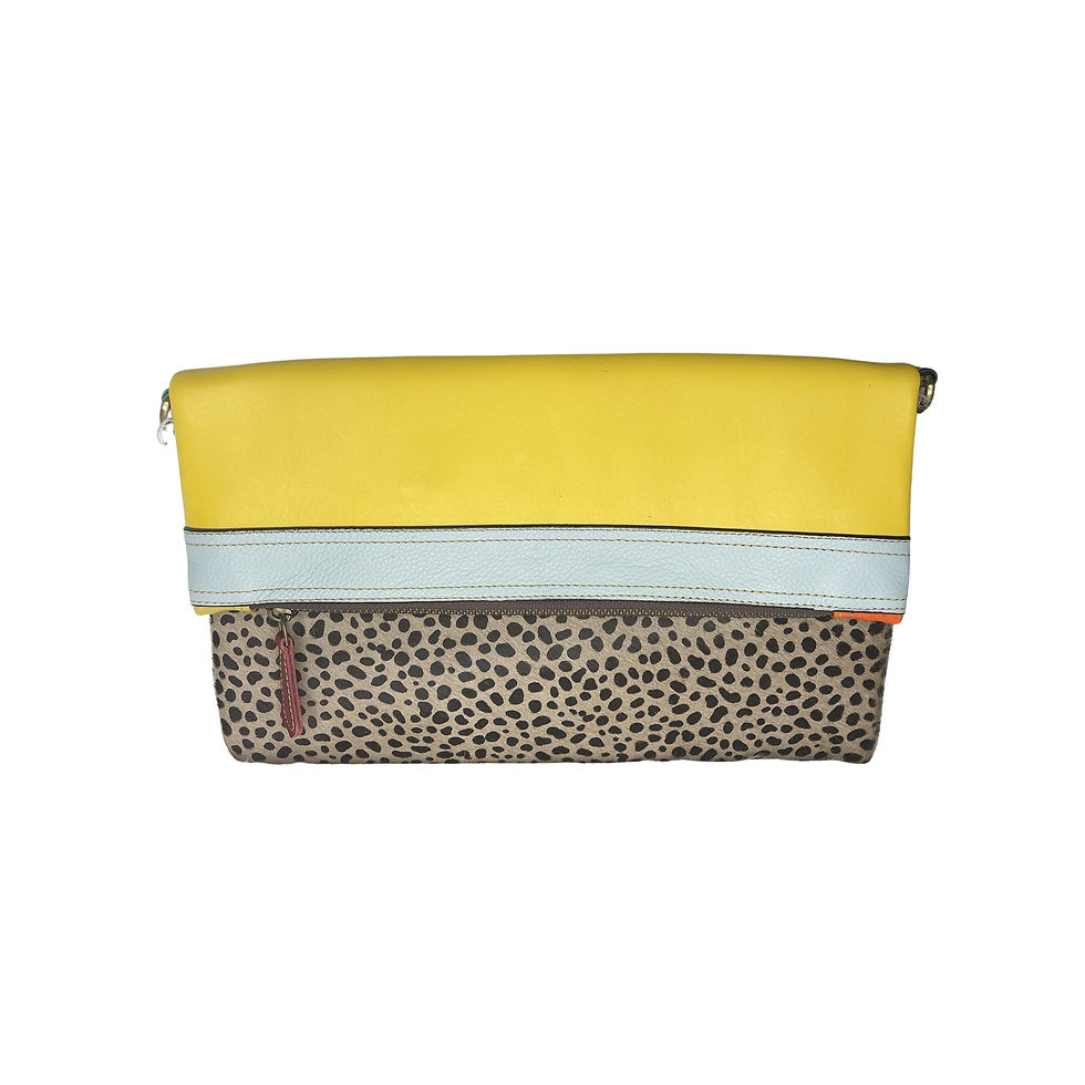 Gemma Leather Yellow and Light Blue Crossbody