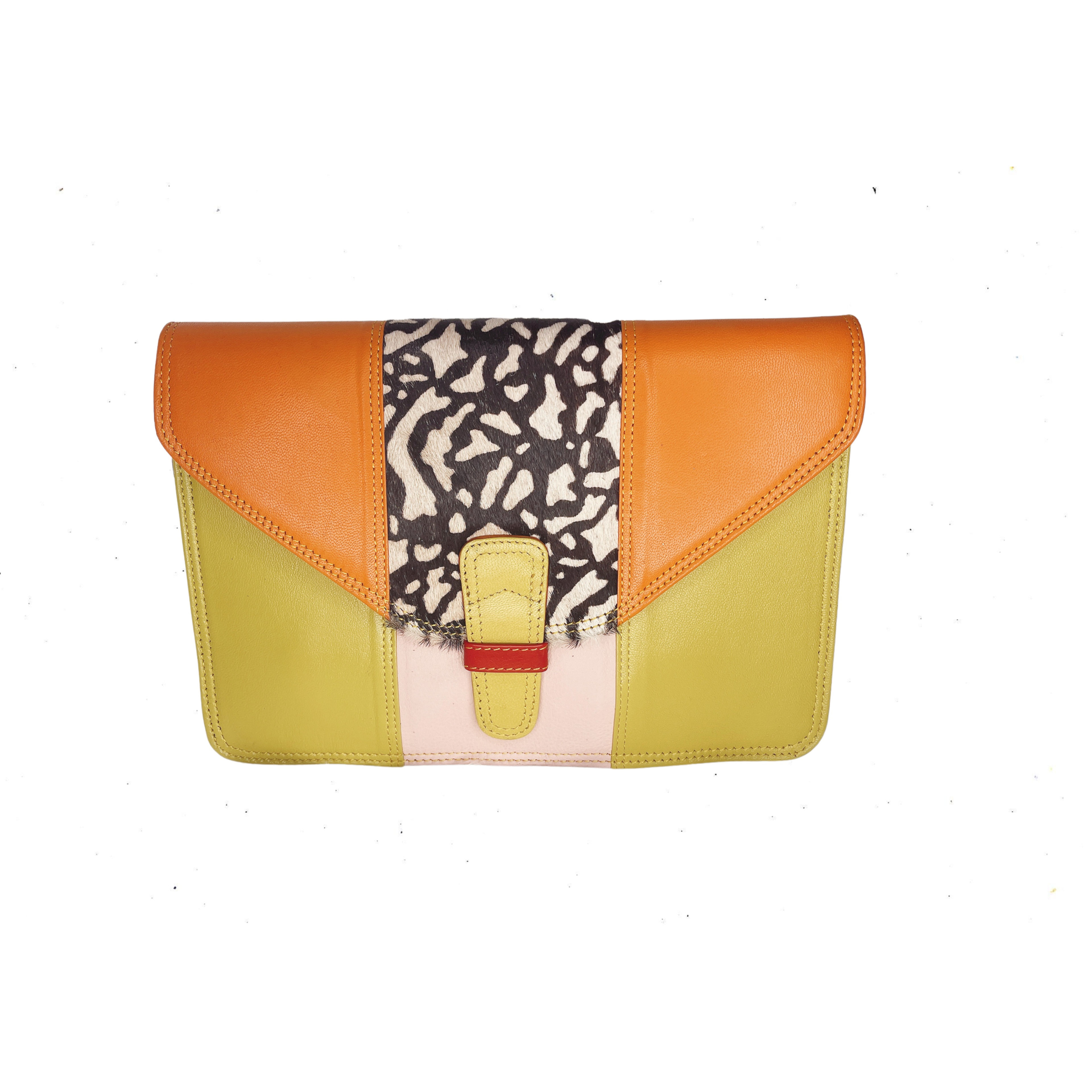 Black and White Lime Green and Orange Color Block Crossbody