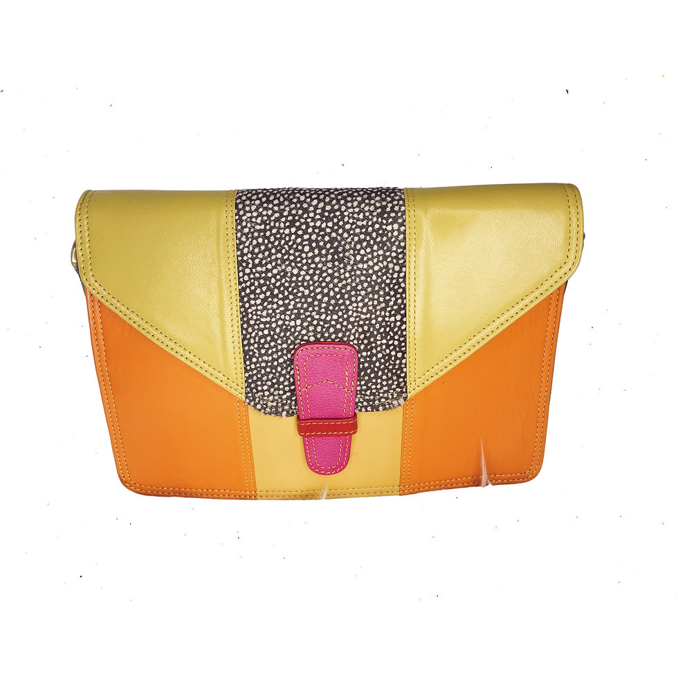 White Polka Dot on Black Hair Orange and Lime Green Crossbody