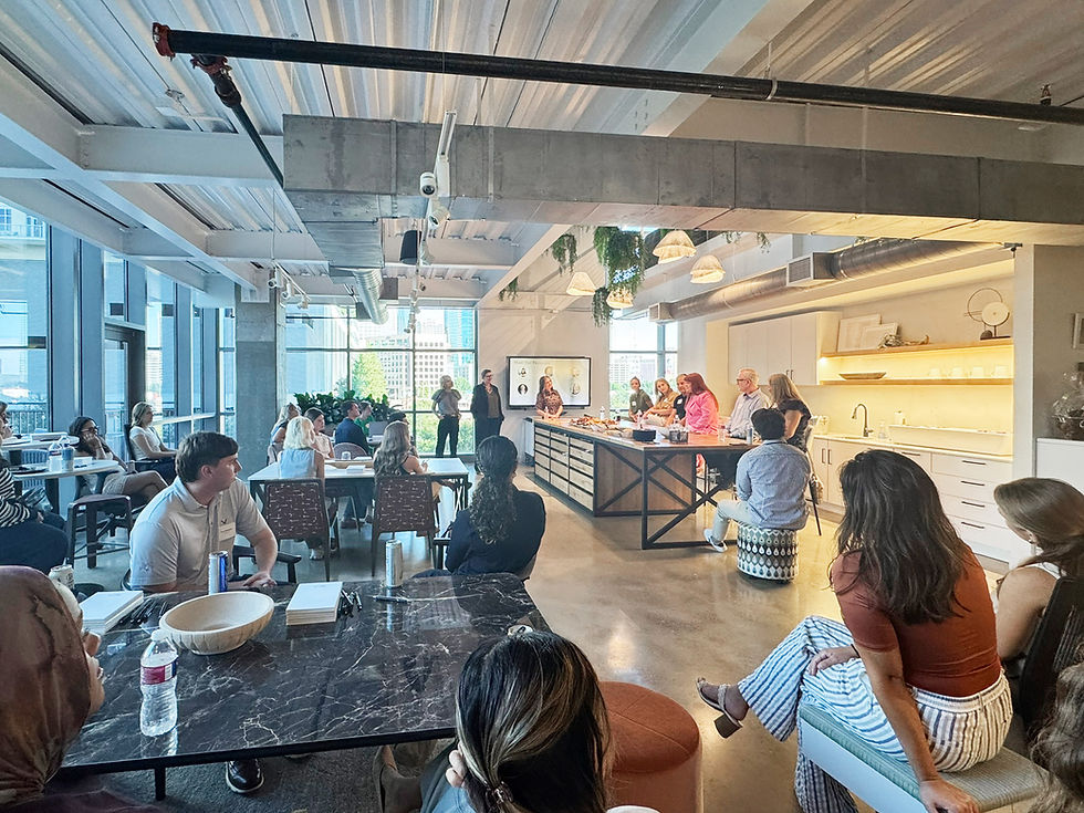 A + D Interns listen to panelists share their insights about expectations as a first year graduate.