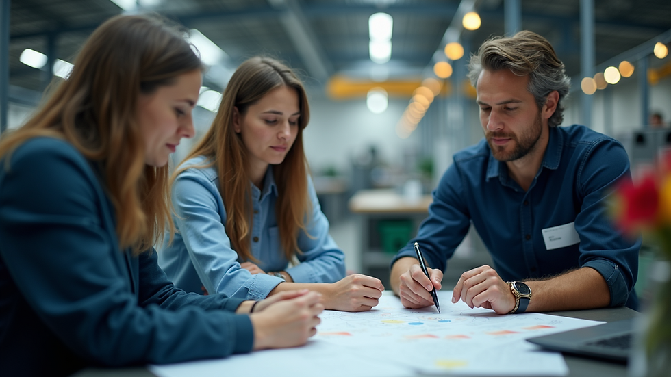 Close-up view of a team collaborating on process improvement
