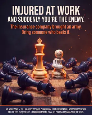 Mr. Work Comp — workers' compensation attorney ad, chess board concept