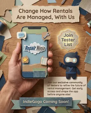Repair Ninja — IndieGogo tester campaign, paper-craft app graphic