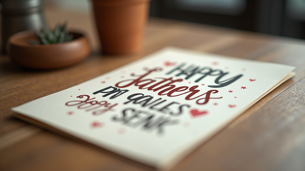 Close-up view of a handcrafted Father’s Day card