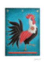 impression sur papier ilford prestige 230g d'un coq gaulois sur fond bleu