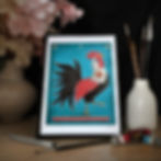 reproduction en édition limitée avec cadre d'un totem coq gaulois