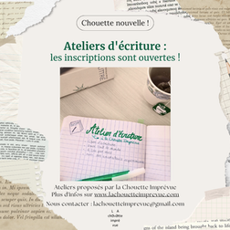 Les inscriptions pour les ateliers d'écriture 2024-2025 sont ouvertes !