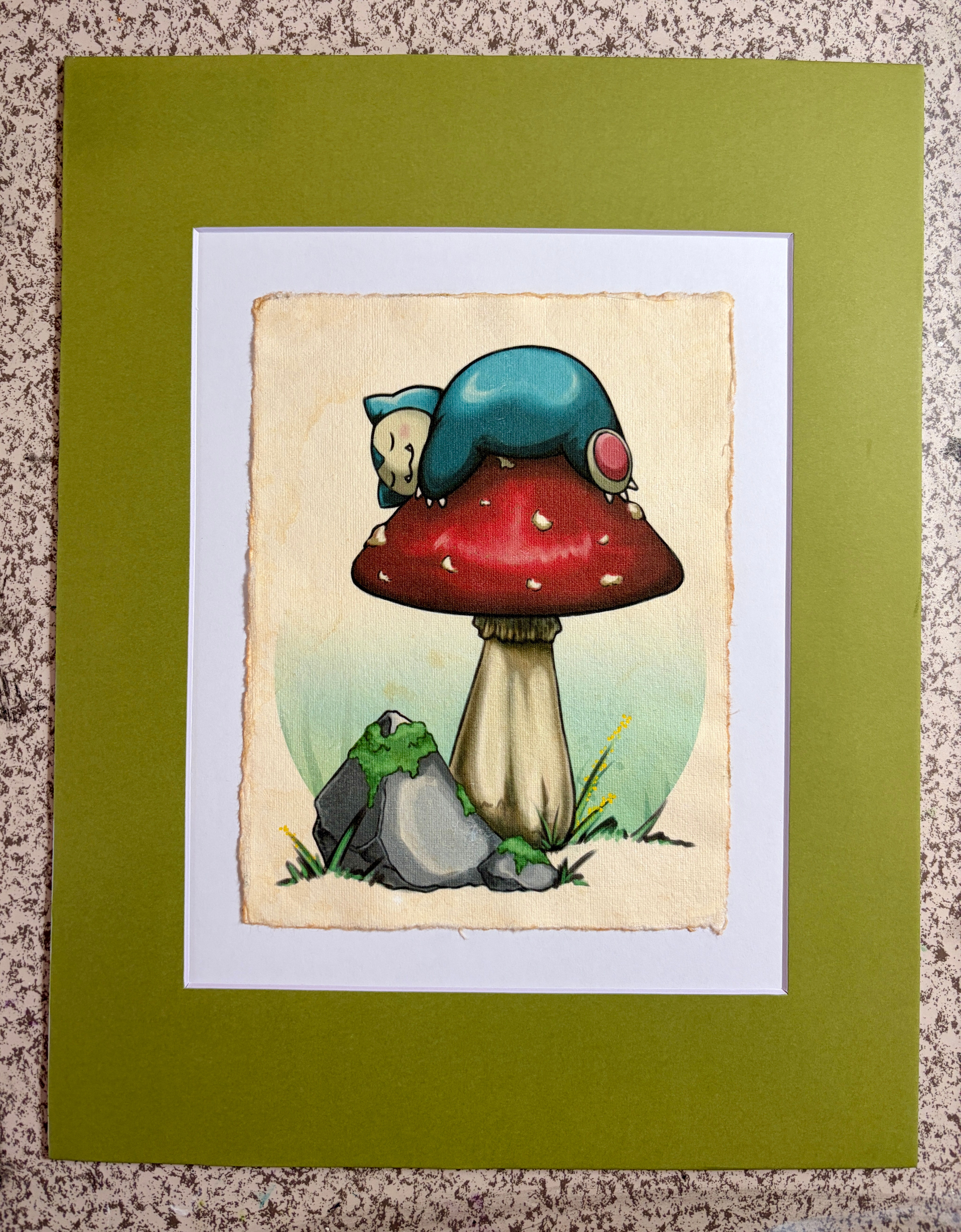 Matted Print - Mushroom Snorlax