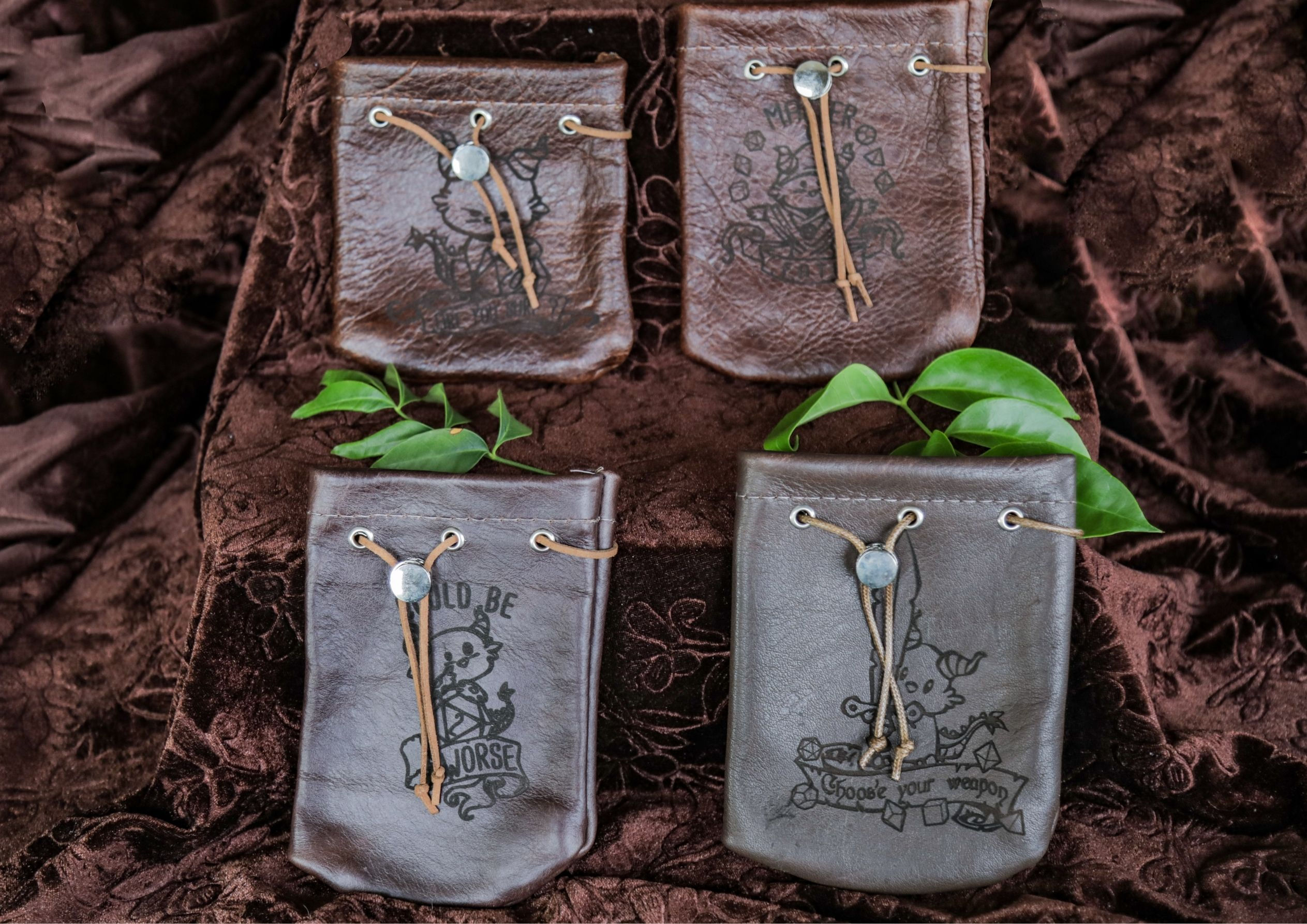 Small Leather Drawstring Pouch (Assorted Brown 3)