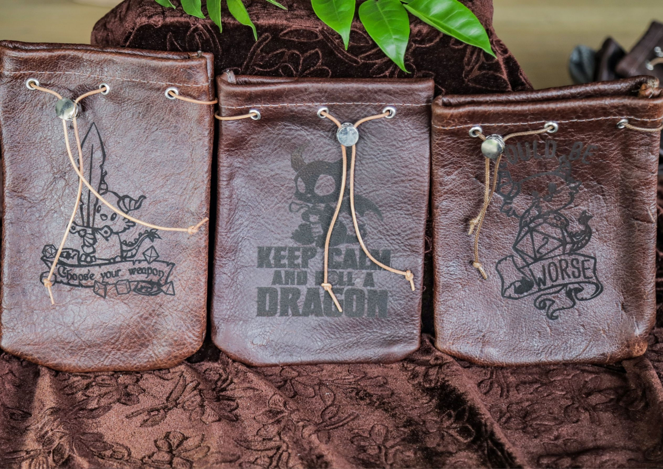 Large Leather Drawstring Pouch (Assorted Brown 2)