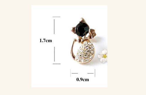 Thumbnail: Crystalled Black Head Cat Earrings