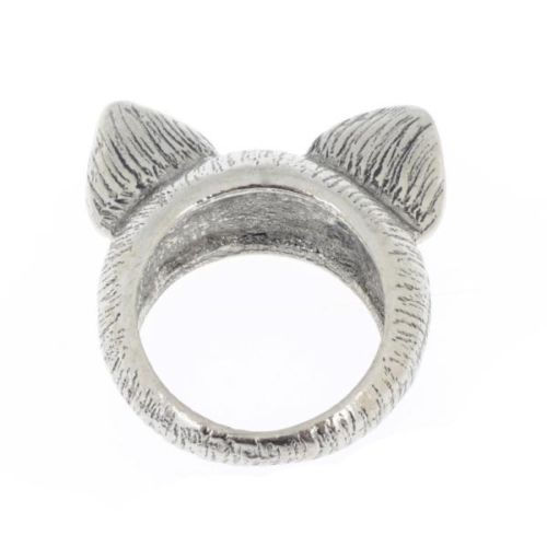 Thumbnail: Antique Bronze or Silver Cat Ears Ring
