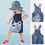 Thumbnail: Cat Face Denim Overalls Dress