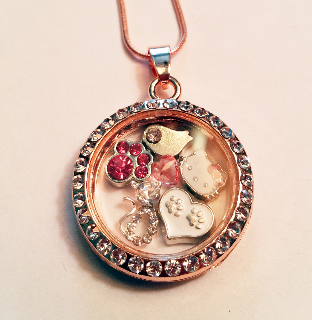 Feline Focused Floating Charm Locket - Rose Gold