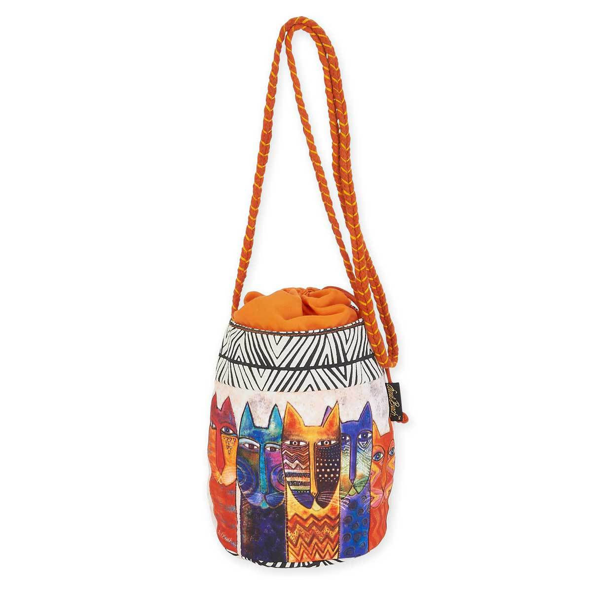"Long Neck Cats" Drawstring Crossbody Bag