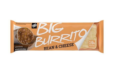 Tina’s Big Bean & Cheese 9 oz refrigerated burrito with 19 grams of protein and 8 grams of fiber