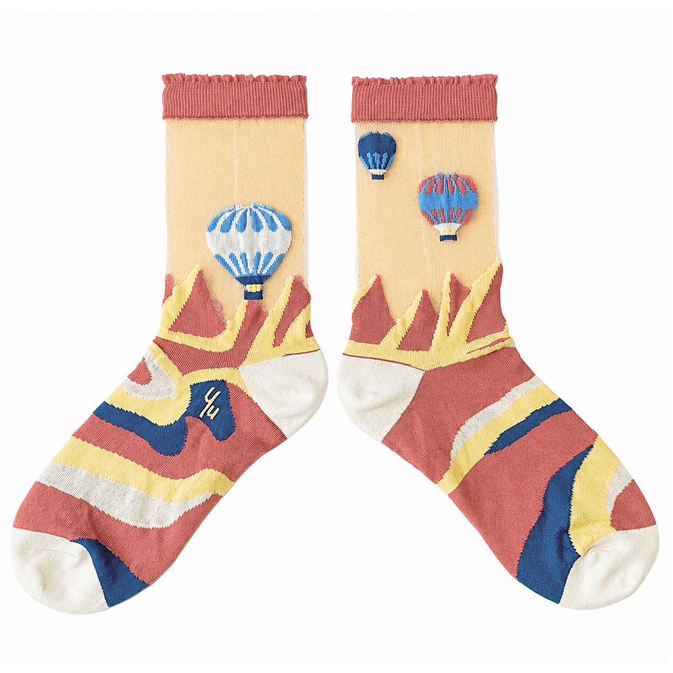 Thumbnail: Hot Air Balloons See-through Sheer Socks / Dusty Rose