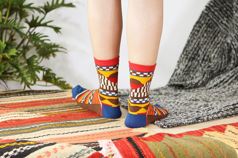 Thumbnail: Moroccan Rug Unisex Crew Socks / Red