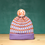 Thumbnail: Lavender Checked Stripes Detachable Pompom Beanie