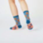 Thumbnail: Striped Dots Unisex Crew Socks / Blue/Orange / Yu Square x inBlooom