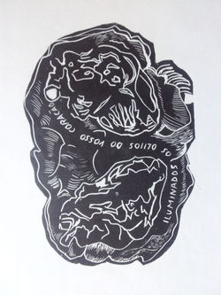 Mundos e Visões - Série Tomos Grafia - Linoleogravura - 2014 - Goiânia-GO - 15X20 cm