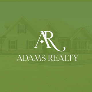 House in the background faded in green. White Adams Realty logo on top