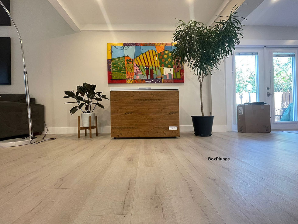 Thumbnail: A chest freezer cold plunge with wood outside and with Boxplunge branding