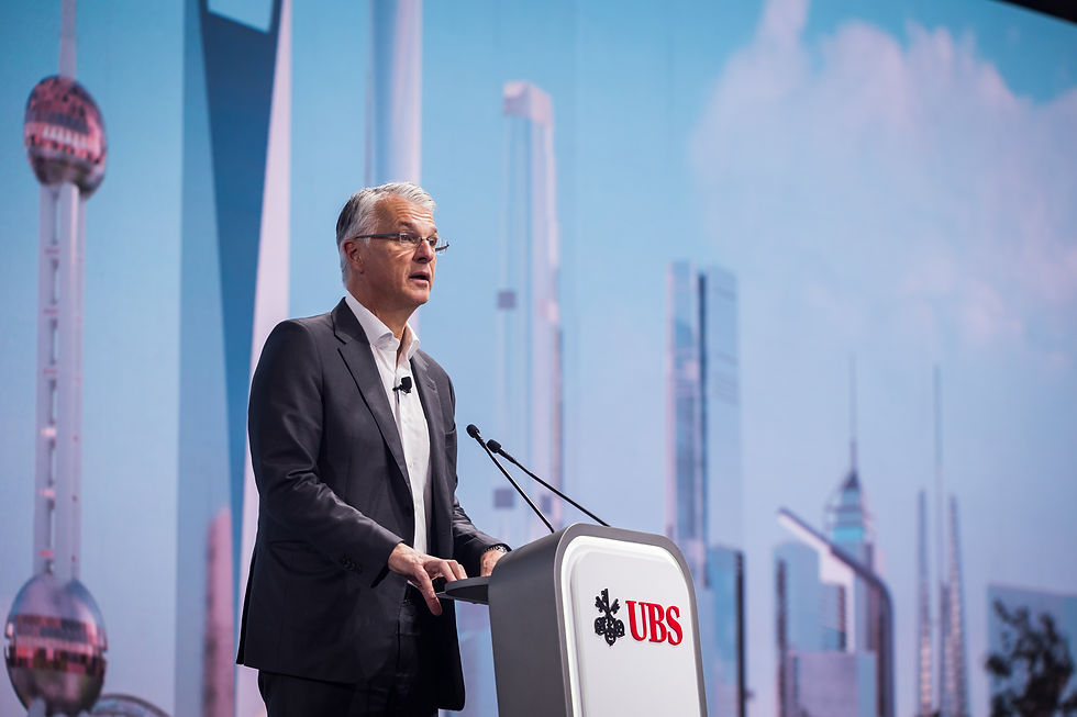 Keynote speaker on stage at UBS GCC Conference Shanghai 2026 — corporate event photography by Pixel Bureau Singapore