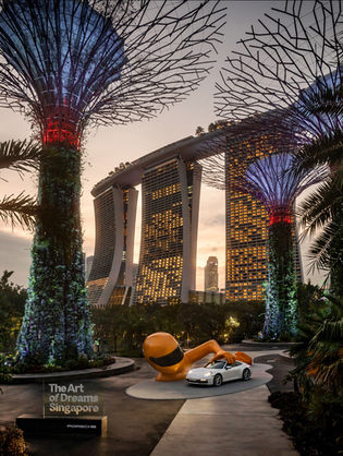 Porsche 911 Art installation at the Garden by the bay in Singapore at an Art Event