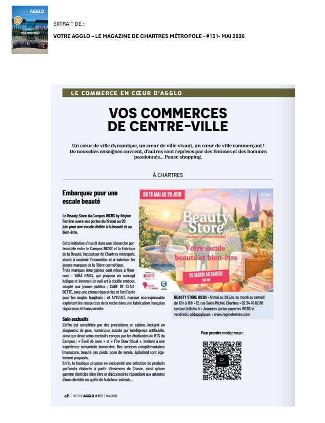 Notre BEAUTY STORE de printemps dans VOTRE AGGLO – Le magazine de Chartres Métropole – n°151 (mai 2026).