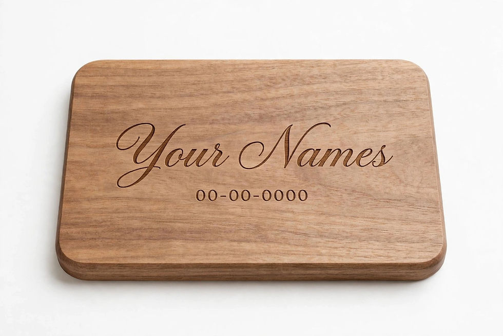 Thumbnail: Engraved wood plaque showing the script name and date lettering style