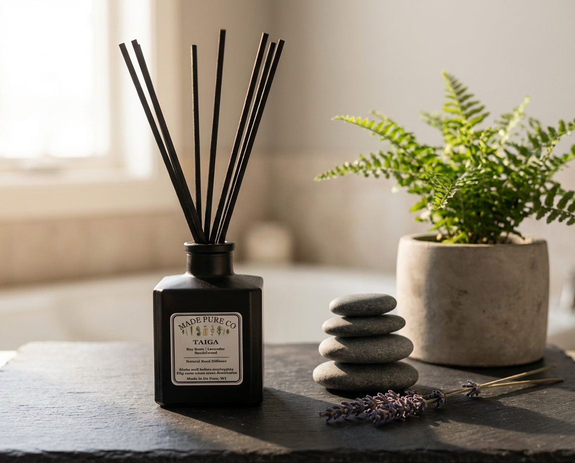All Natural essential oil Reed Diffuser. Bay Rum | Sandalwood | Tonka. Aromatherapy