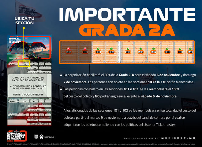 El México GP comparte con los asistentes información importante sobre la Grada 2-A