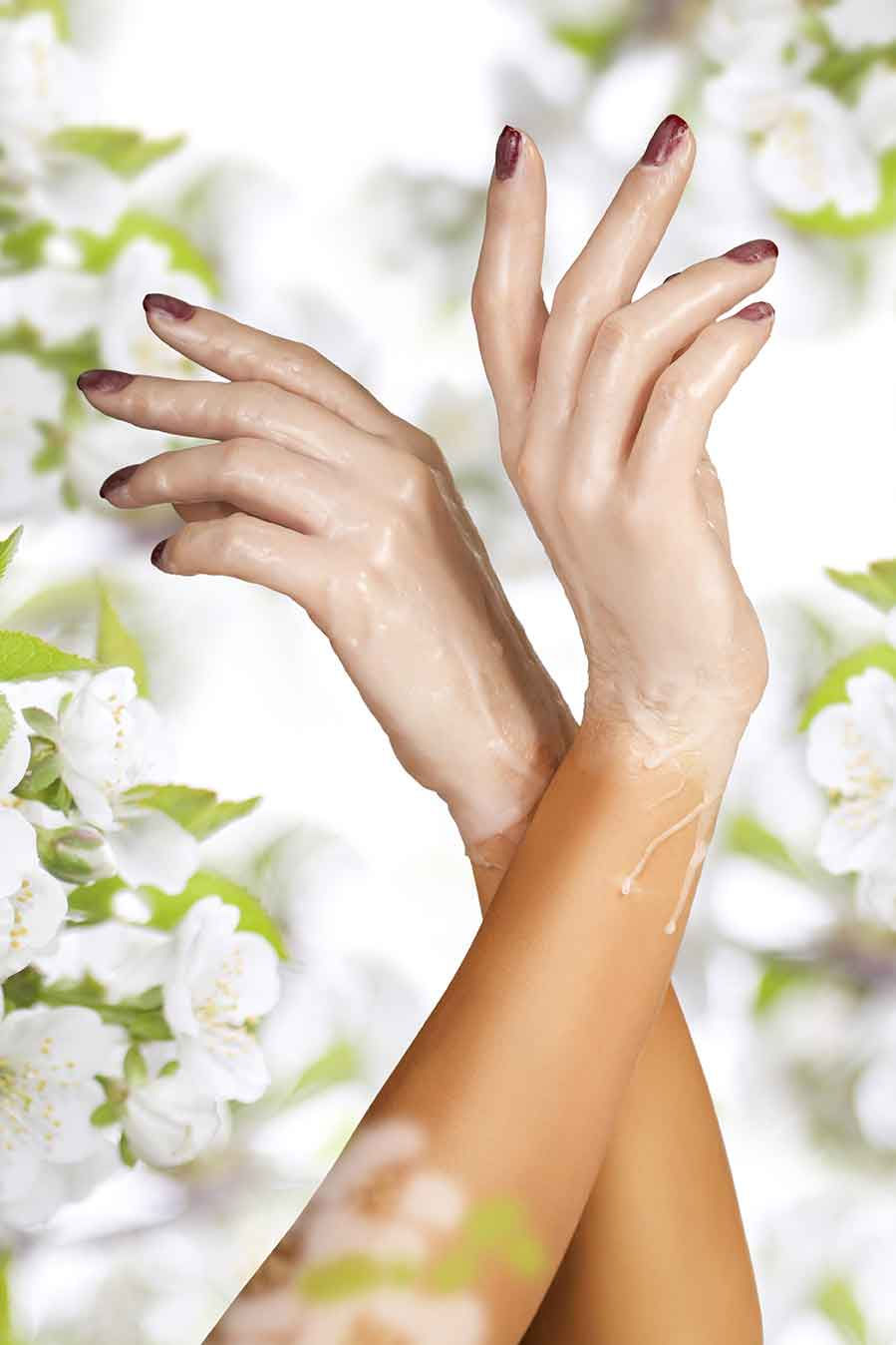 woman's hand up in the air posing