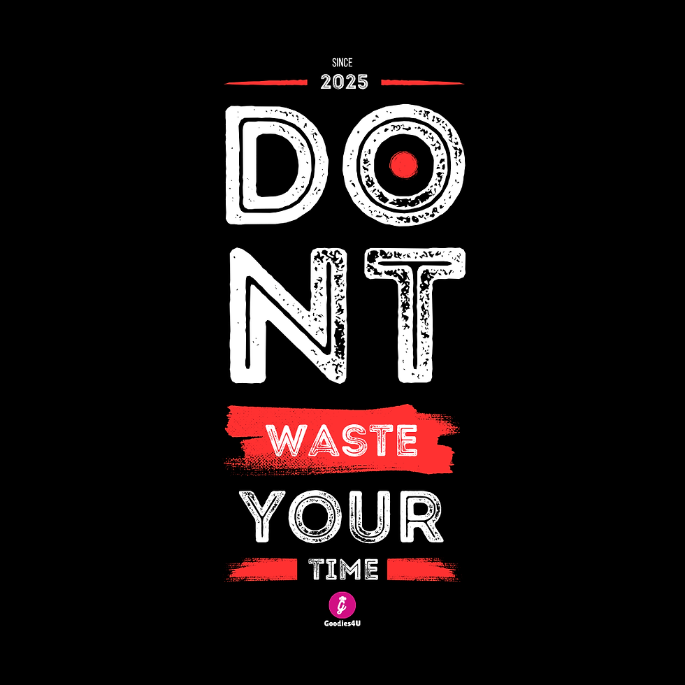 Thumbnail: Don't Waste Your Time | Motivational Black Cotton Tote Bag