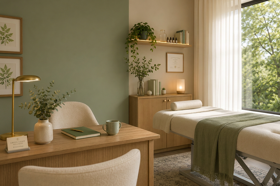 Consultation desk and treatment table at BioKinesiology Clinic