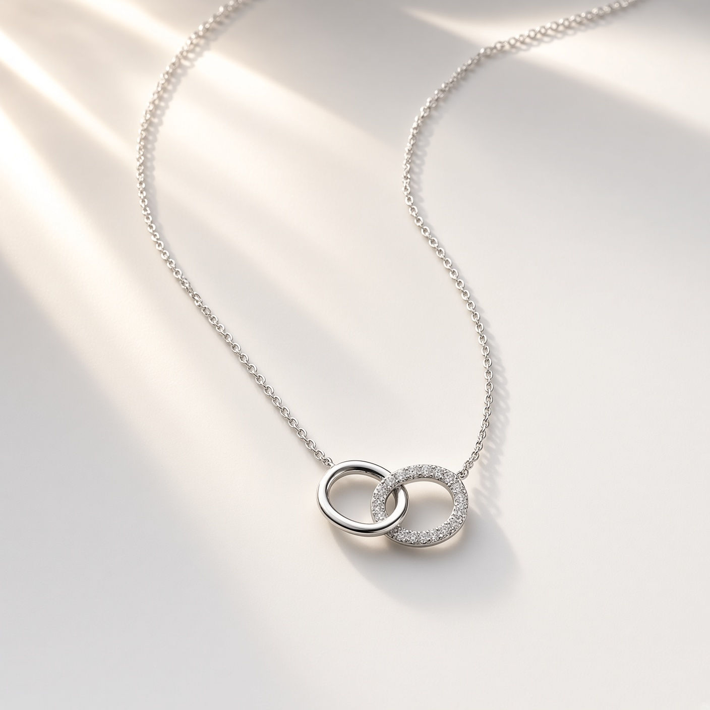Linked Circle Lab Diamond Pendant Necklace in Gold Silver