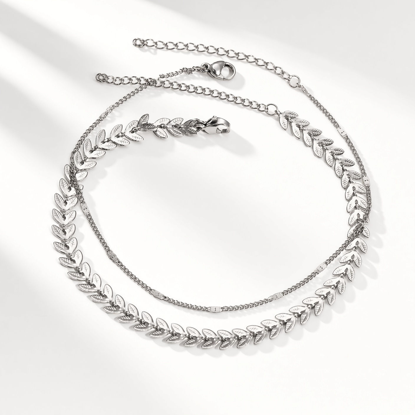 Wheat Ear Double Chain Anklet in Gold Copper