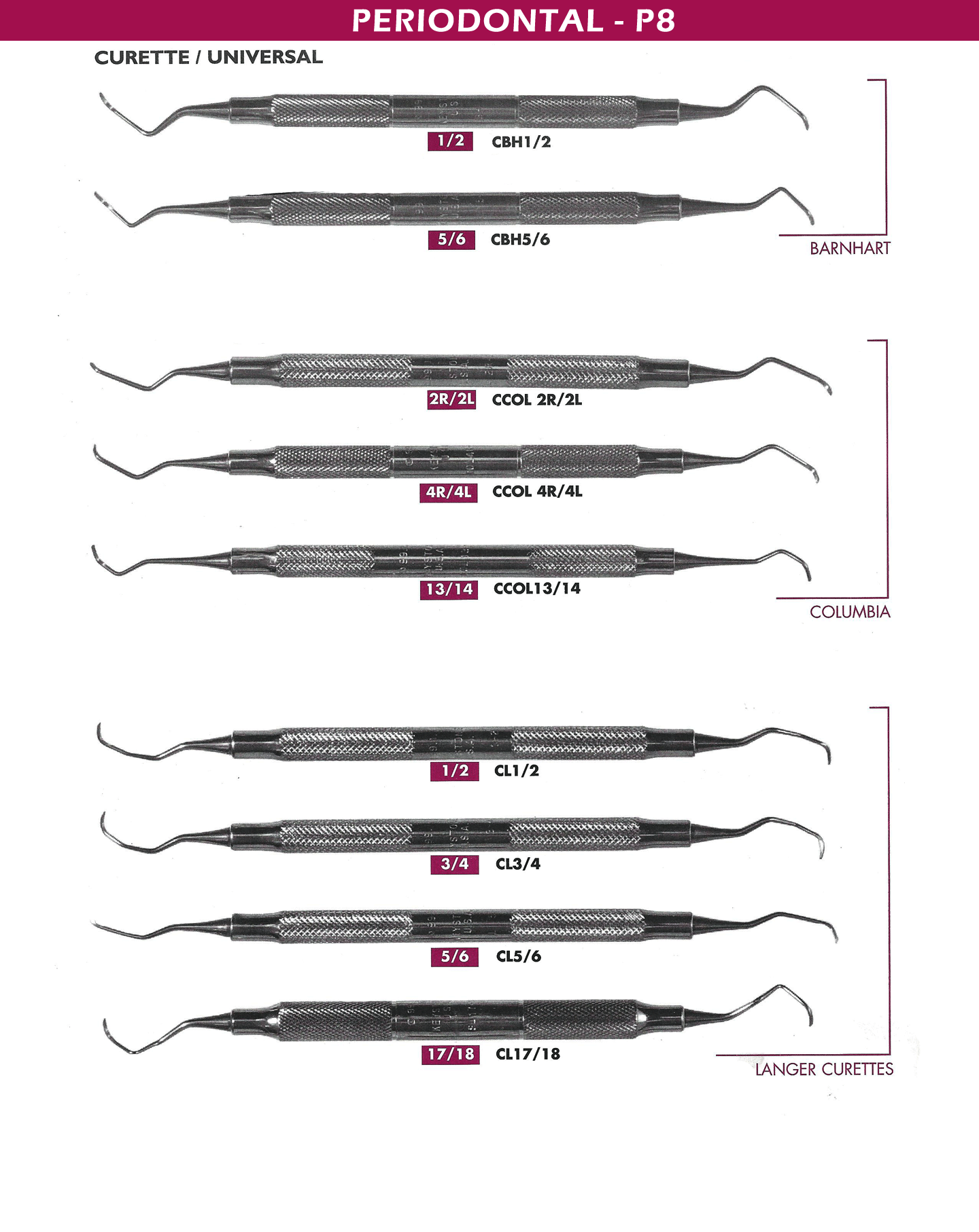Curette Universal dental instruments