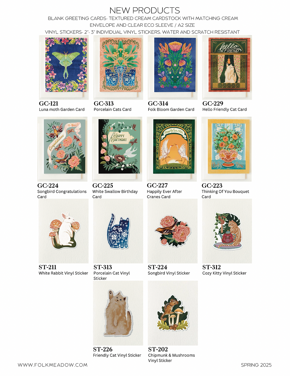 Spring 2025 Catalog Sheet