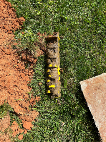 Clogged septic filter on the grass