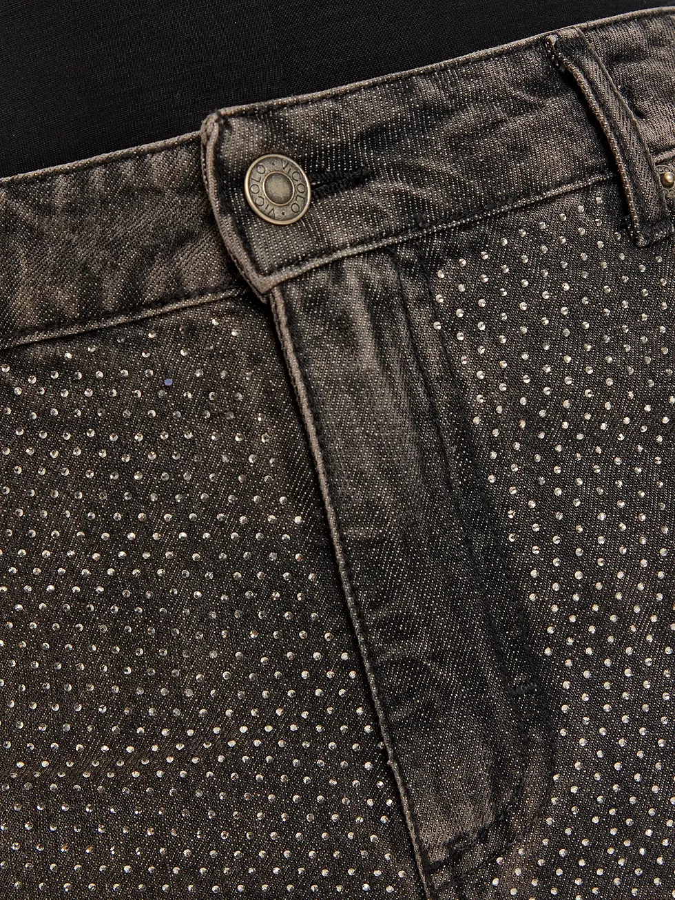 Thumbnail: Vicolo-Jeans wide leg with rhinestones