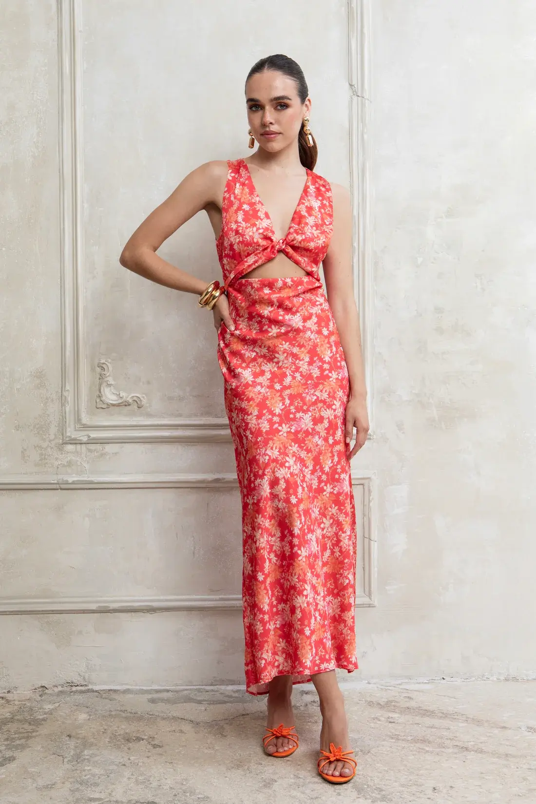 CORALIA MIDI SATIN DRESS