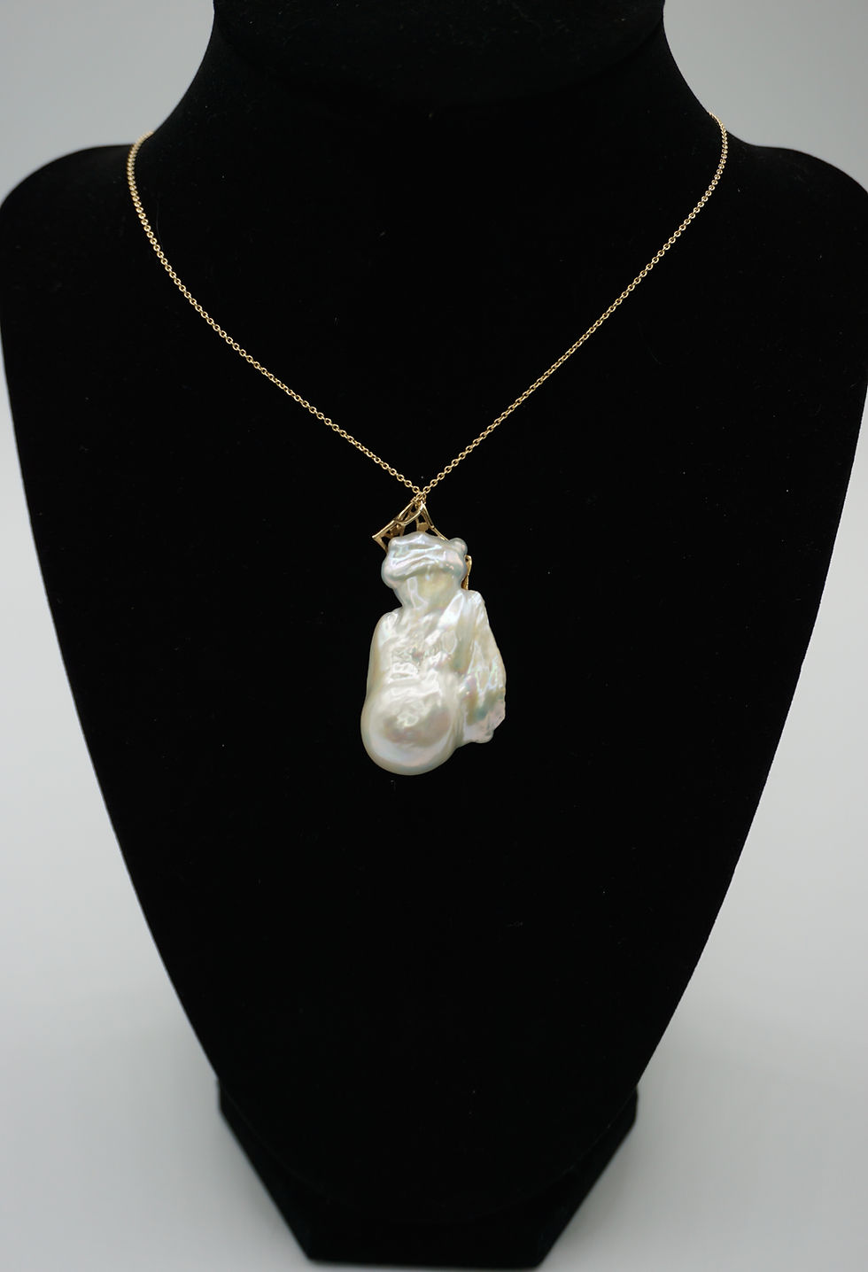 Thumbnail: Large Baroque Pearl and Diamond Accent Pendant in Gold